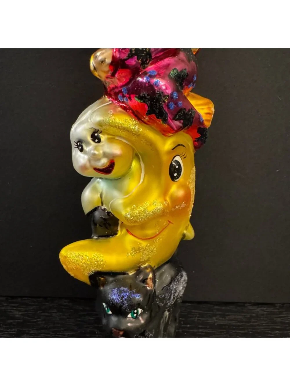 Radko Witchy Woman Halloween Ornament Glass Witch Cat Moon Pumpkin 7